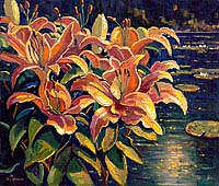 Lilies by the Pond Giclee