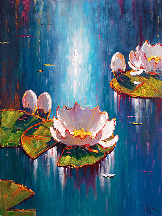 White Lilies in Blue by Bob Pejman